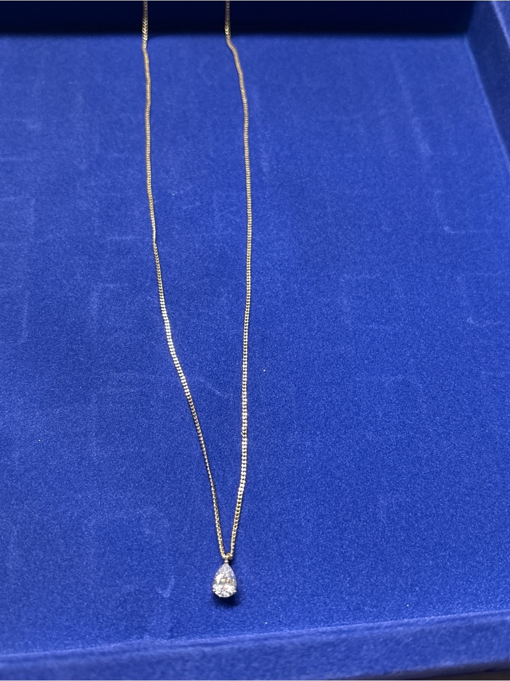 14k Gold filled Teardrop Pendant Necklace with Clear Stone - Women Jewelry